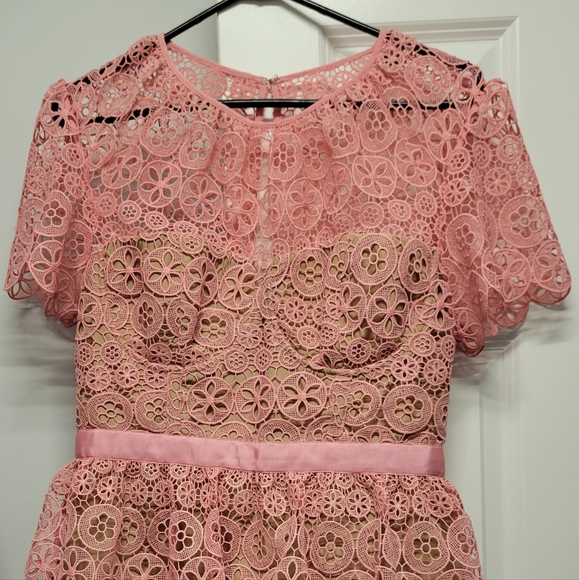 Self Portrait Pink Lace Mini Dress - Picture 3 of 11